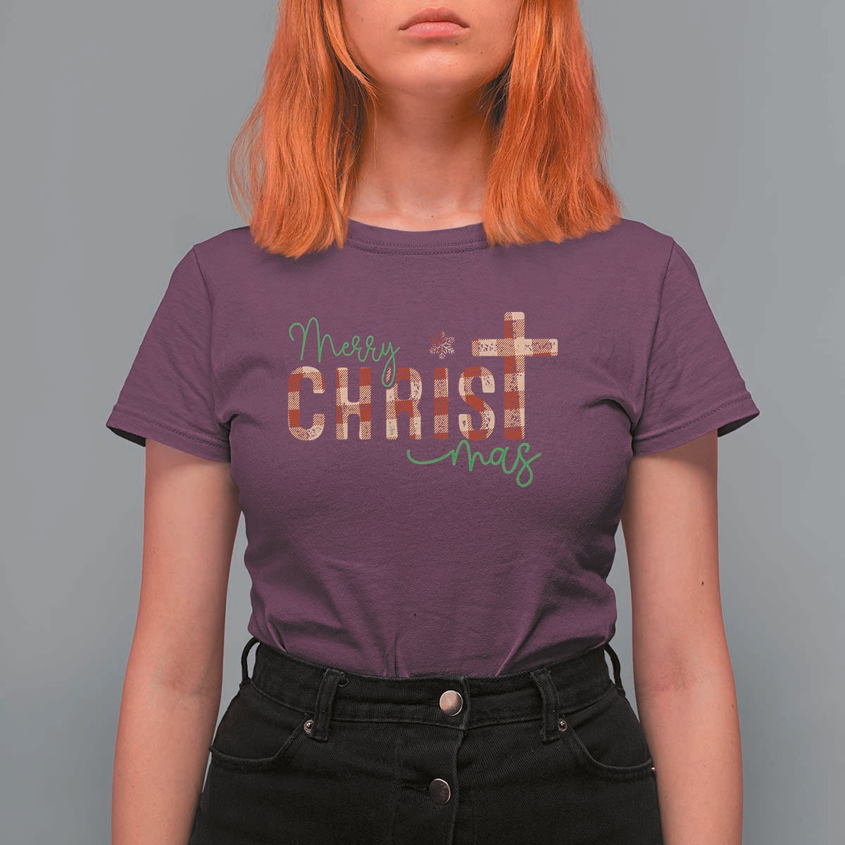 Christian Christmas T Shirt For Women Merry Christmas Cross Faith - Wonder Print Shop