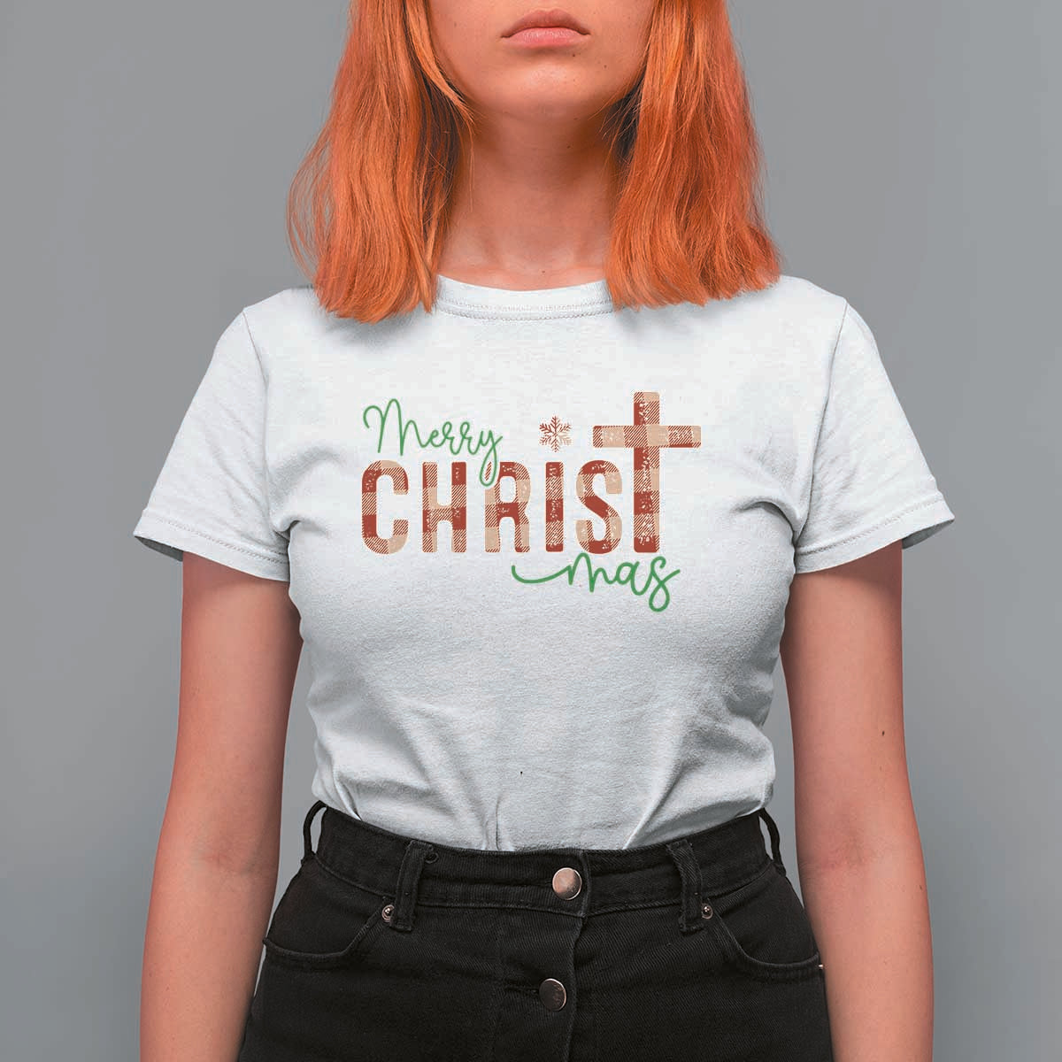 Christian Christmas T Shirt For Women Merry Christmas Cross Faith - Wonder Print Shop