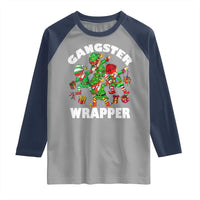 Funny Gangster Wrapper Raglan Shirt Christmas Gangsta Elf Crew Presents - Wonder Print Shop