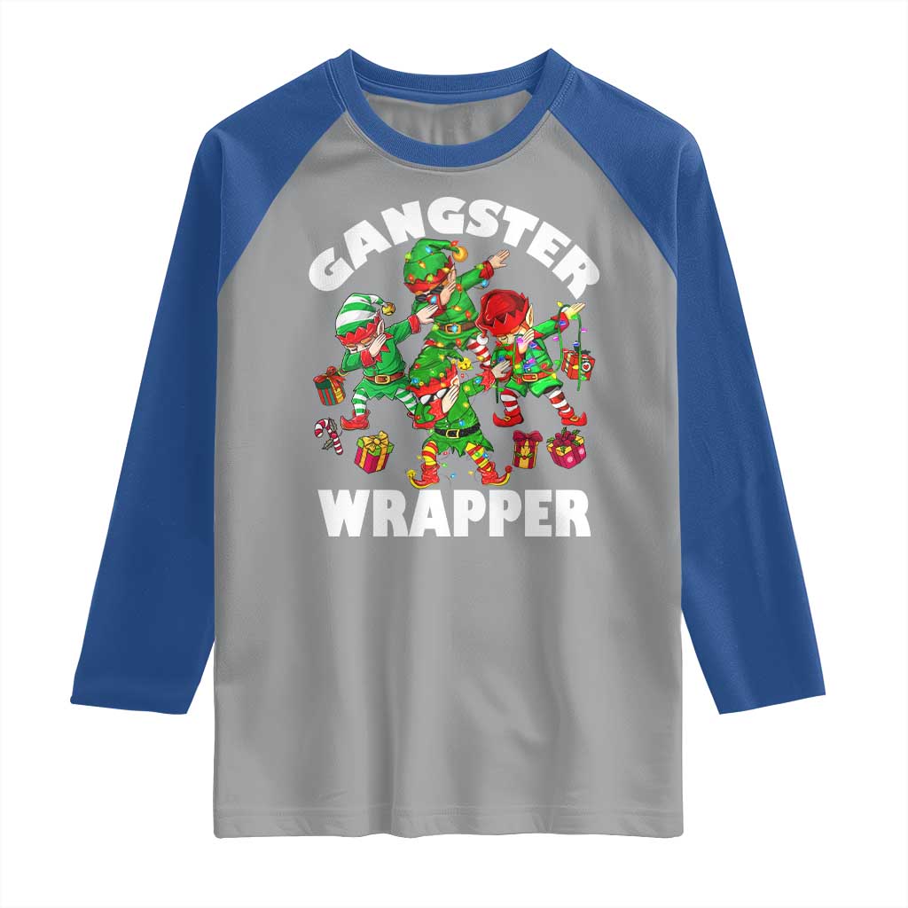 Funny Gangster Wrapper Raglan Shirt Christmas Gangsta Elf Crew Presents - Wonder Print Shop