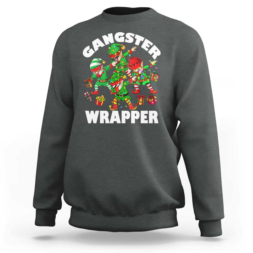 Funny Gangster Wrapper Sweatshirt Christmas Gangsta Elf Crew Presents - Wonder Print Shop