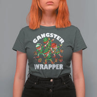Funny Gangster Wrapper T Shirt For Women Christmas Gangsta Elf Crew Presents - Wonder Print Shop