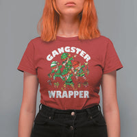 Funny Gangster Wrapper T Shirt For Women Christmas Gangsta Elf Crew Presents - Wonder Print Shop