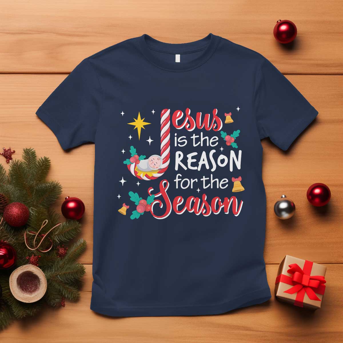 Jesus Is The Reason For The Season T Shirt Christmas Jolly Bell - Wonder Print Shop