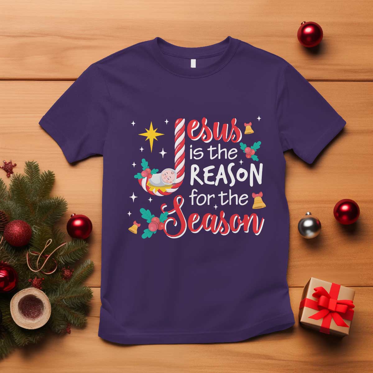 Jesus Is The Reason For The Season T Shirt Christmas Jolly Bell - Wonder Print Shop