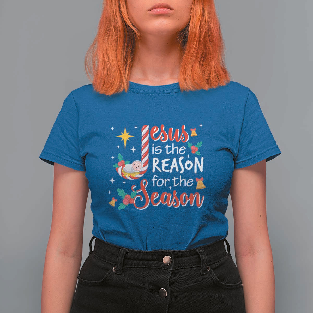 Jesus Is The Reason For The Season T Shirt For Women Christmas Jolly Bell - Wonder Print Shop