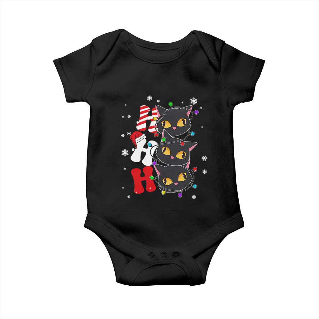 Funny Christmas Black Cat Triple Ho Baby Onesie