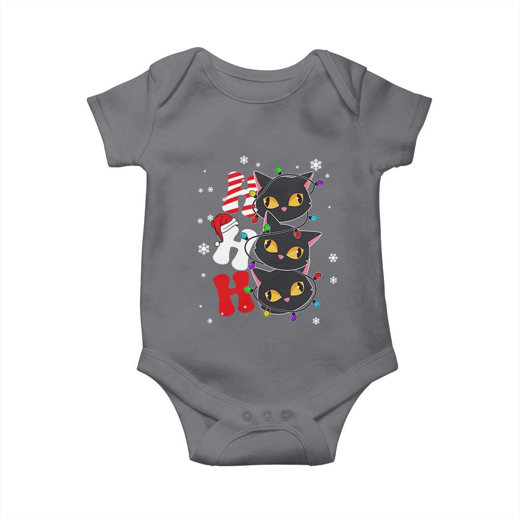 Funny Christmas Black Cat Triple Ho Baby Onesie