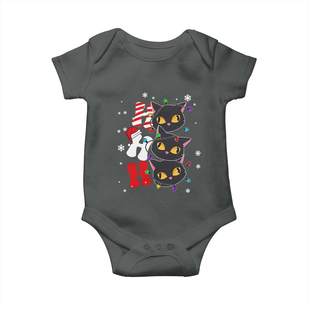 Funny Christmas Black Cat Triple Ho Baby Onesie