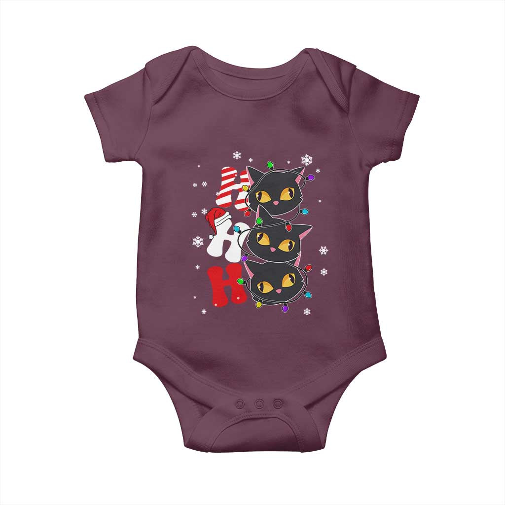 Funny Christmas Black Cat Triple Ho Baby Onesie