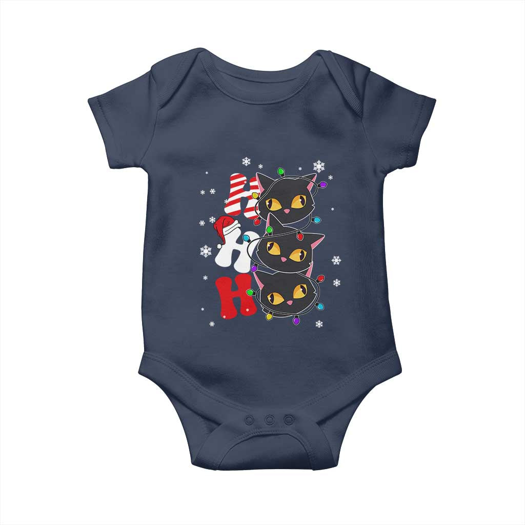Funny Christmas Black Cat Triple Ho Baby Onesie