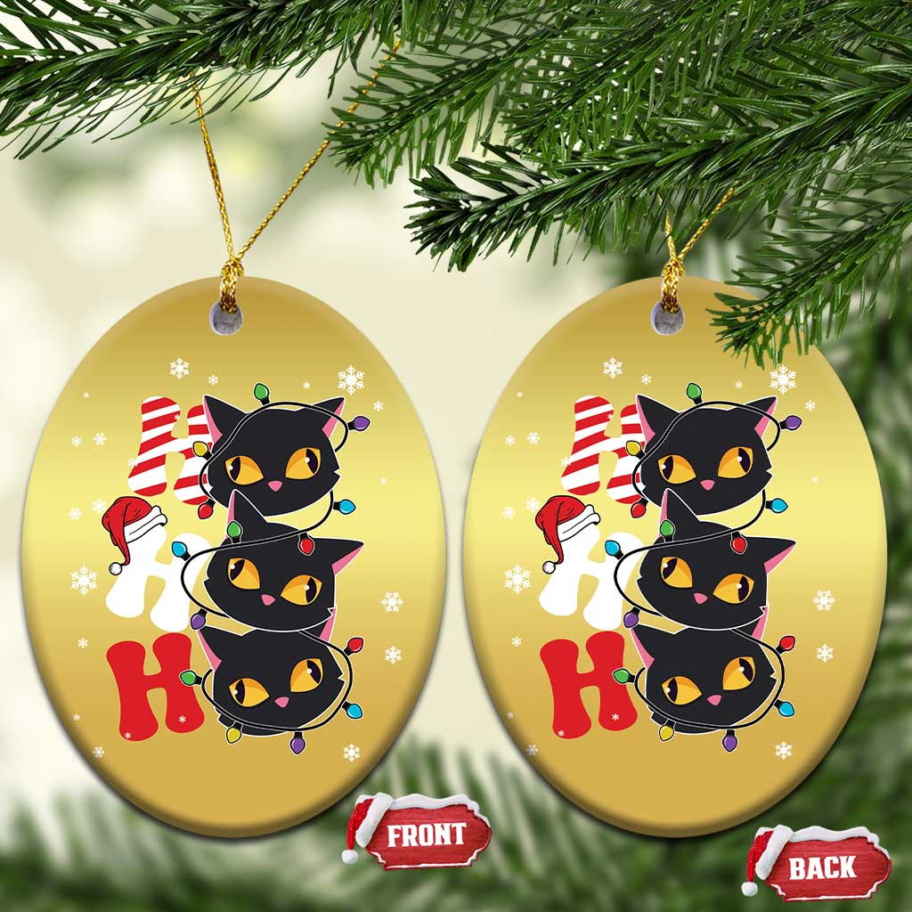 Funny Xmas Black Cat Triple Ho Christmas Ornament - Wonder Print Shop