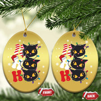 Funny Xmas Black Cat Triple Ho Christmas Ornament - Wonder Print Shop