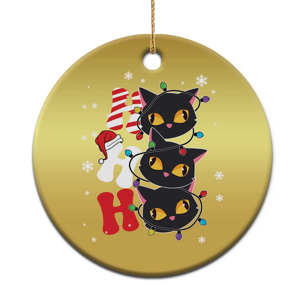 Funny Xmas Black Cat Triple Ho Christmas Ornament - Wonder Print Shop