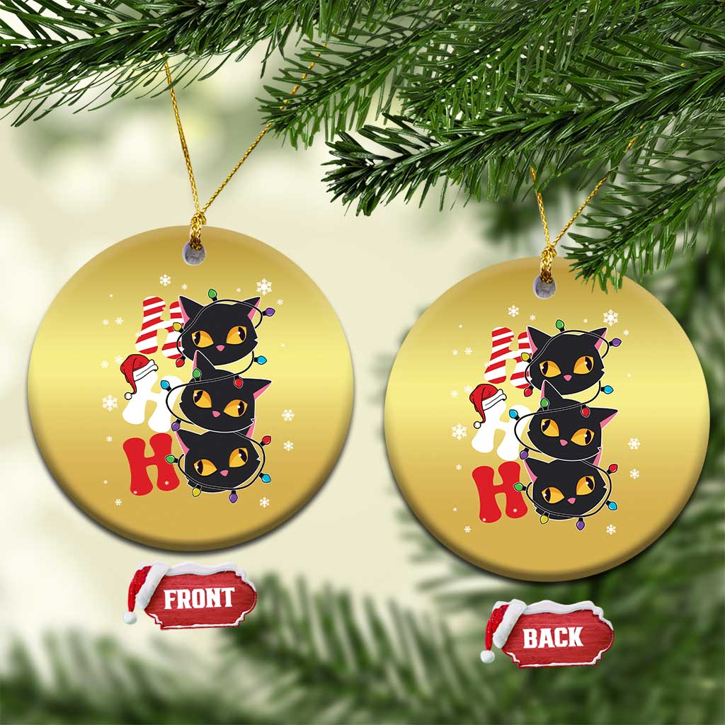 Funny Xmas Black Cat Triple Ho Christmas Ornament - Wonder Print Shop