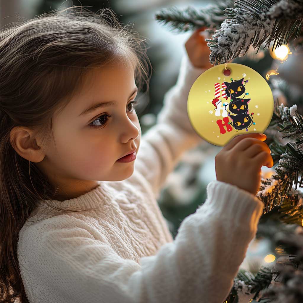 Funny Xmas Black Cat Triple Ho Christmas Ornament - Wonder Print Shop