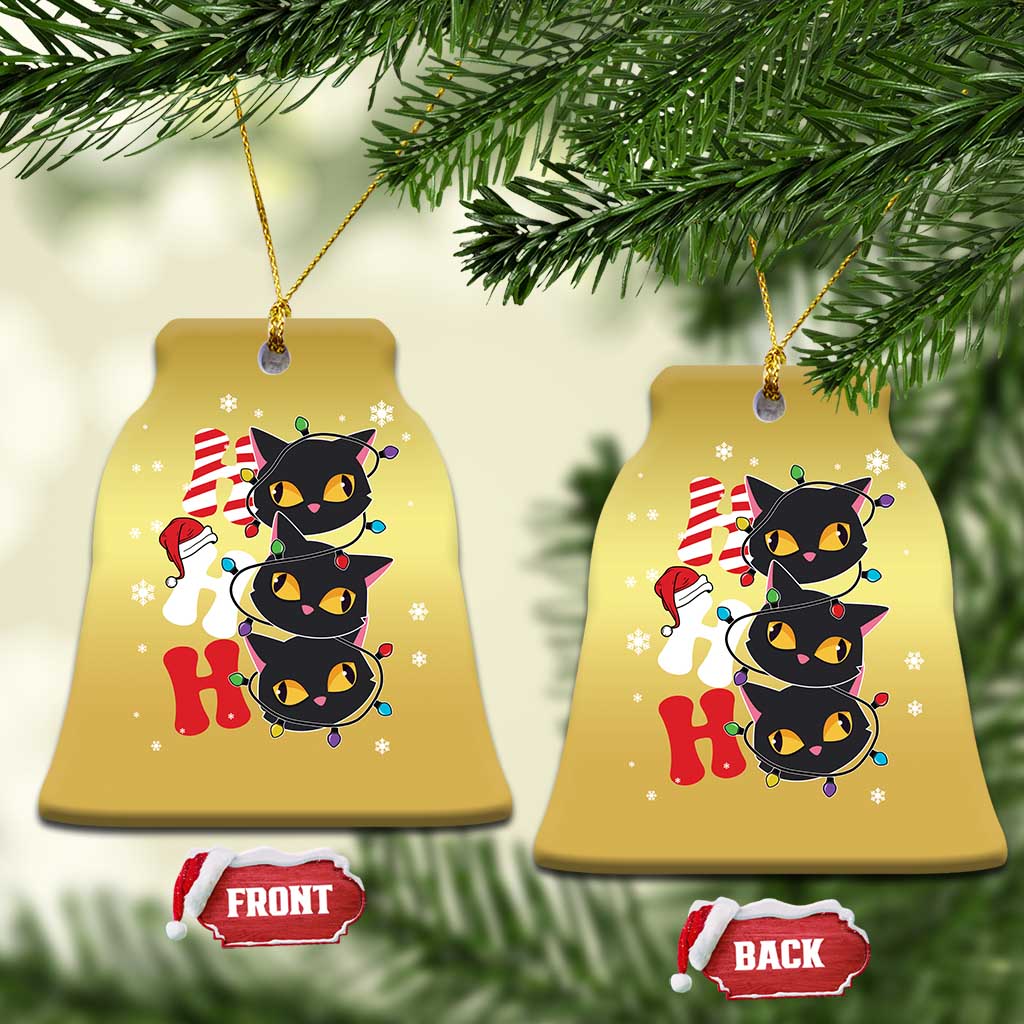 Funny Xmas Black Cat Triple Ho Christmas Ornament - Wonder Print Shop