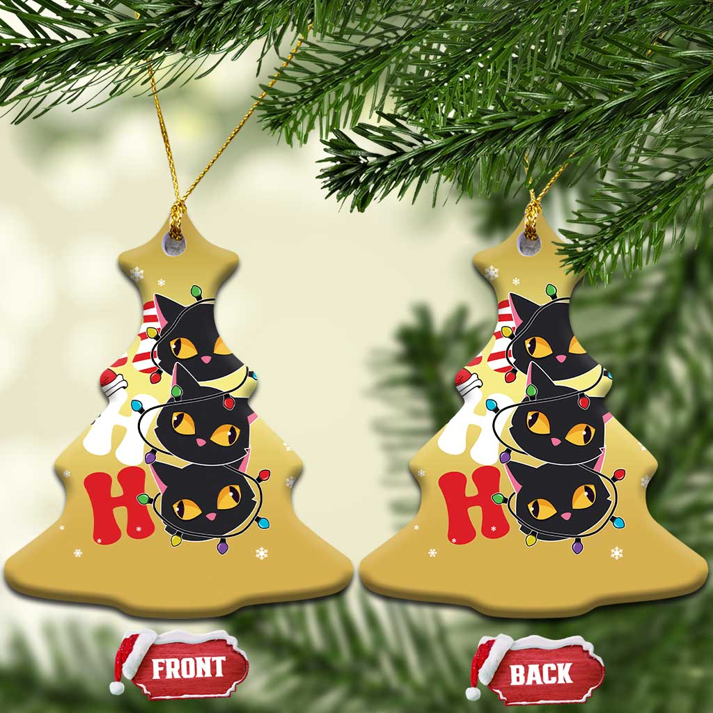 Funny Xmas Black Cat Triple Ho Christmas Ornament - Wonder Print Shop