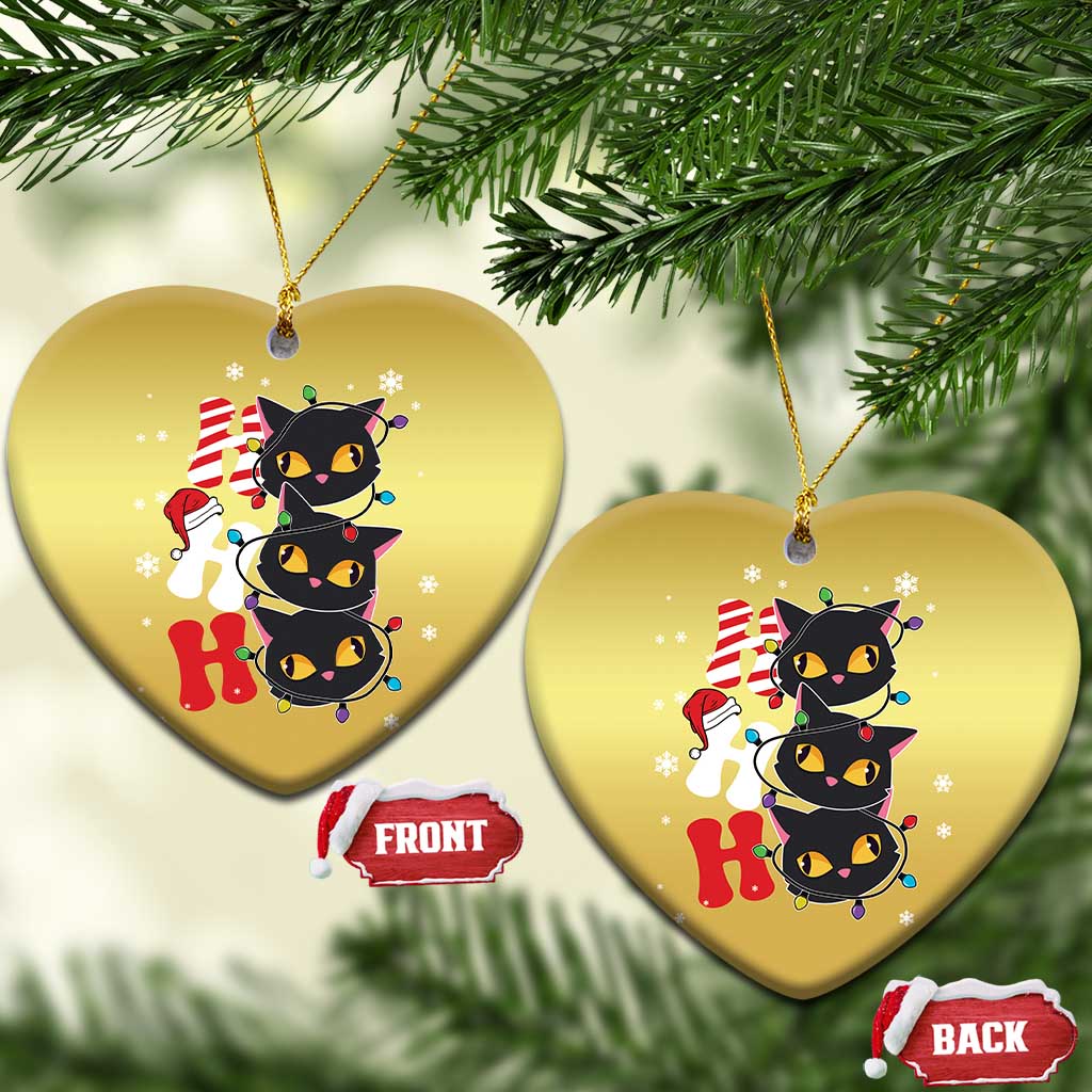 Funny Xmas Black Cat Triple Ho Christmas Ornament - Wonder Print Shop