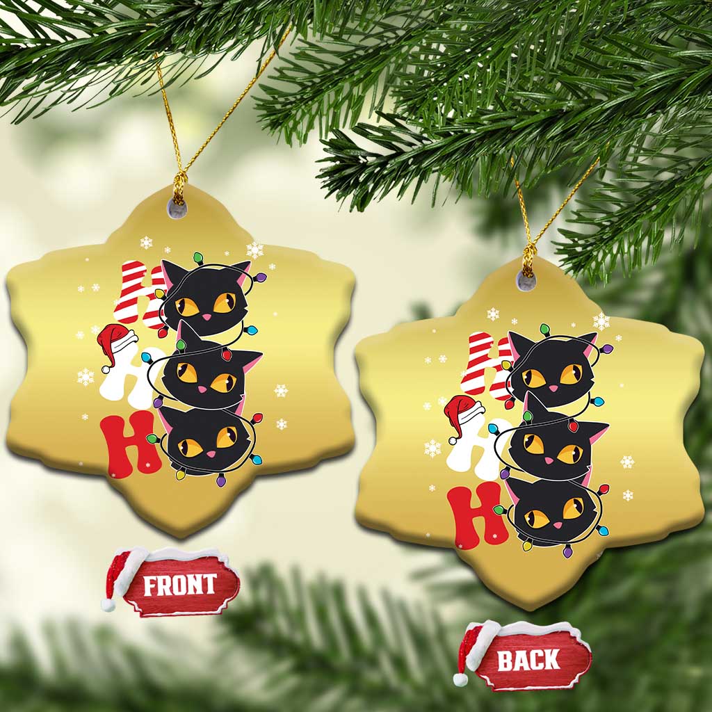 Funny Xmas Black Cat Triple Ho Christmas Ornament - Wonder Print Shop