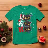 Funny Christmas Black Cat Triple Ho T Shirt - Wonder Print Shop