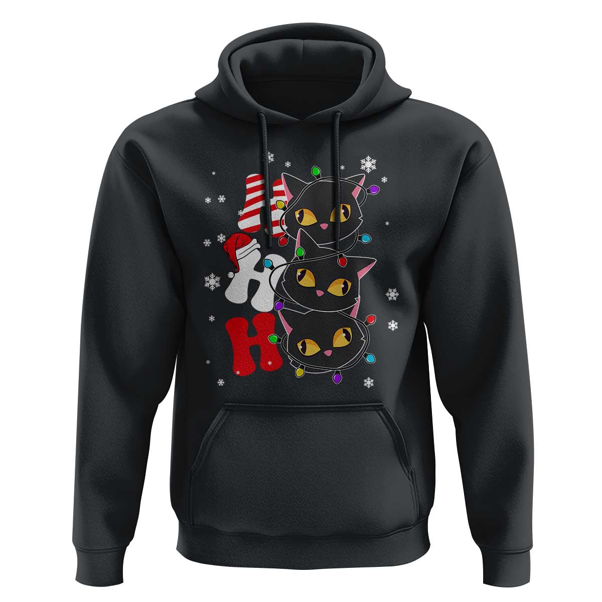 Funny Christmas Black Cat Triple Ho Hoodie