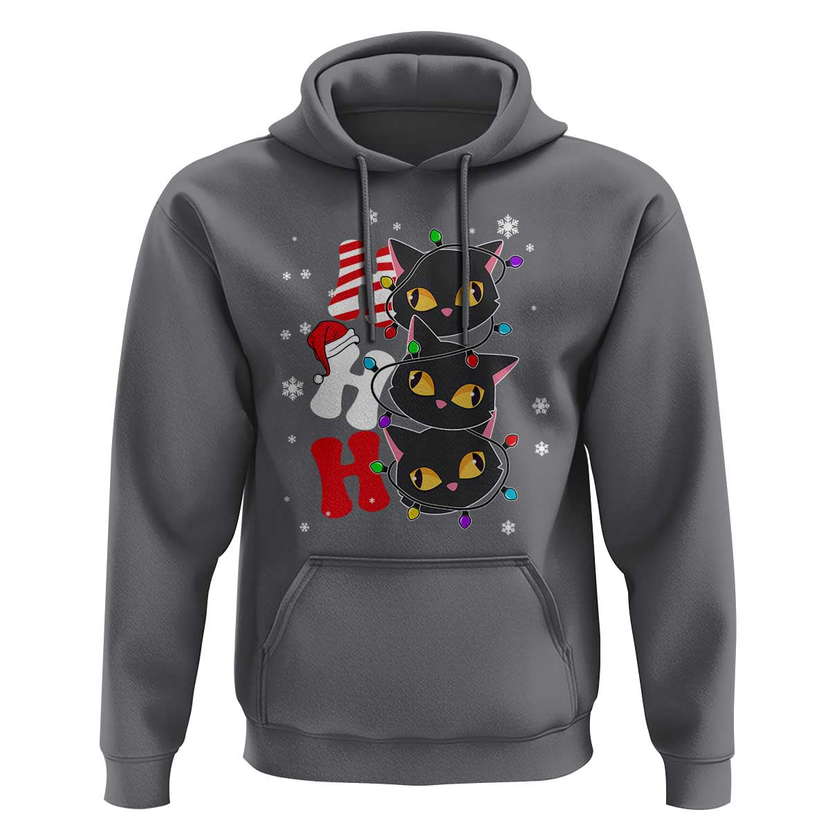 Funny Christmas Black Cat Triple Ho Hoodie