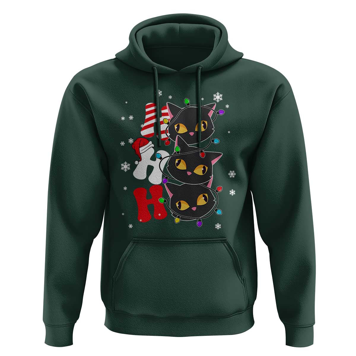 Funny Christmas Black Cat Triple Ho Hoodie