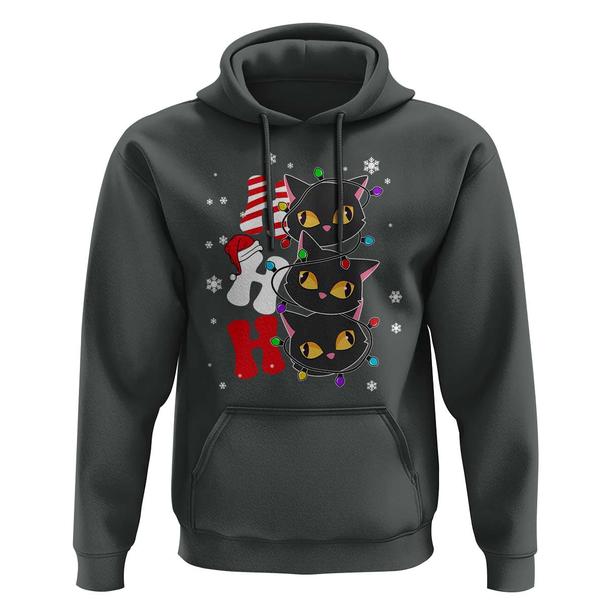 Funny Christmas Black Cat Triple Ho Hoodie