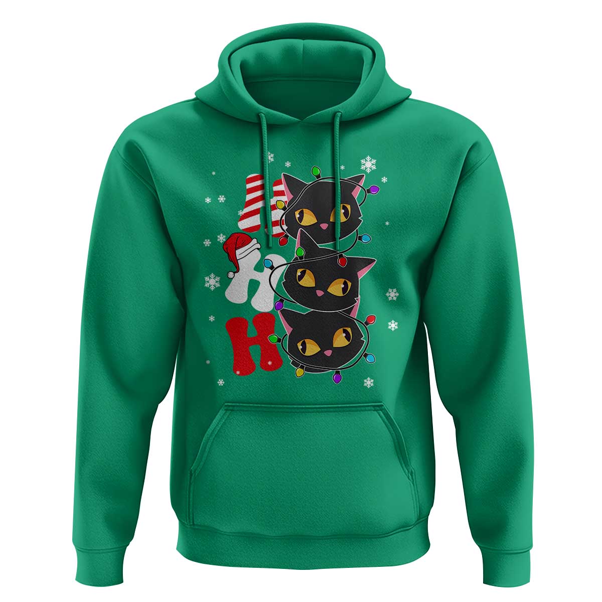 Funny Christmas Black Cat Triple Ho Hoodie