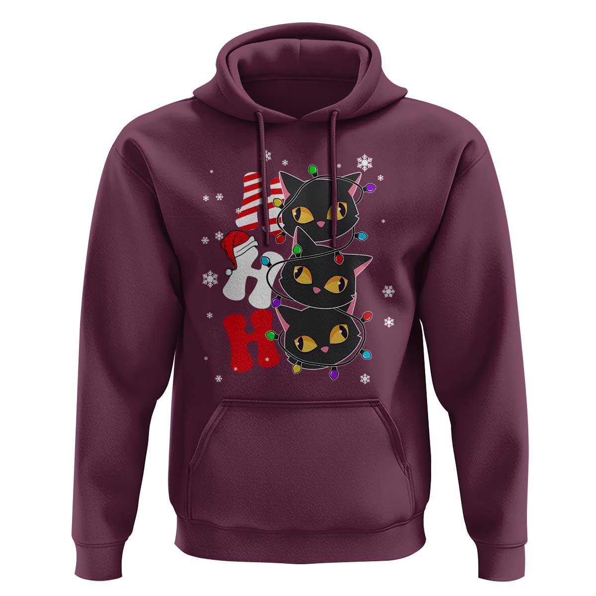 Funny Christmas Black Cat Triple Ho Hoodie