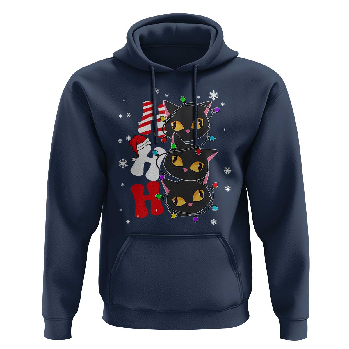 Funny Christmas Black Cat Triple Ho Hoodie