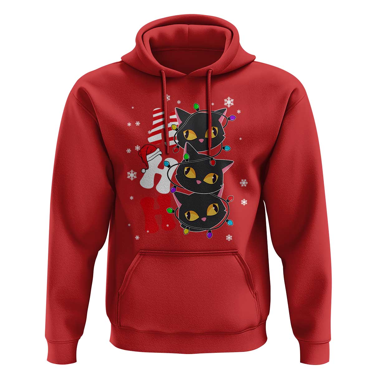 Funny Christmas Black Cat Triple Ho Hoodie