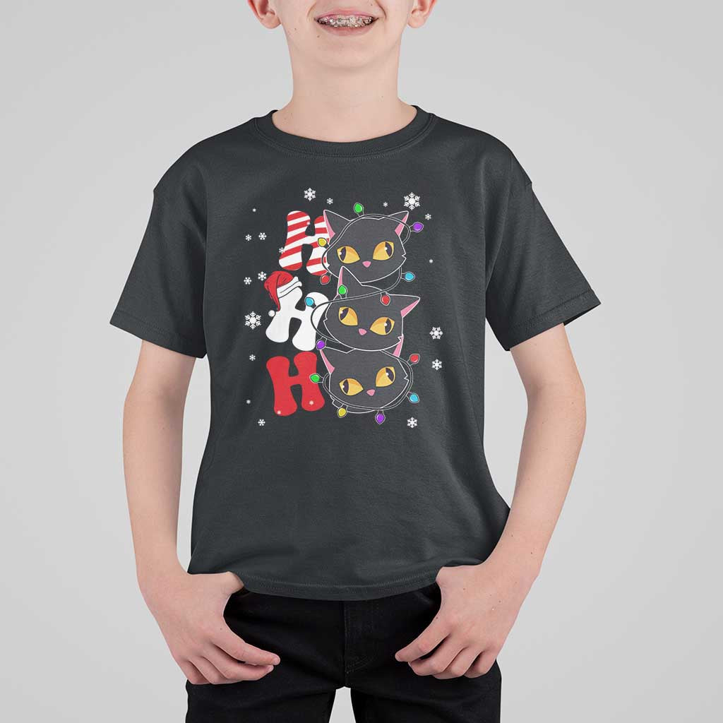 Funny Christmas Black Cat Triple Ho T Shirt For Kid - Wonder Print Shop