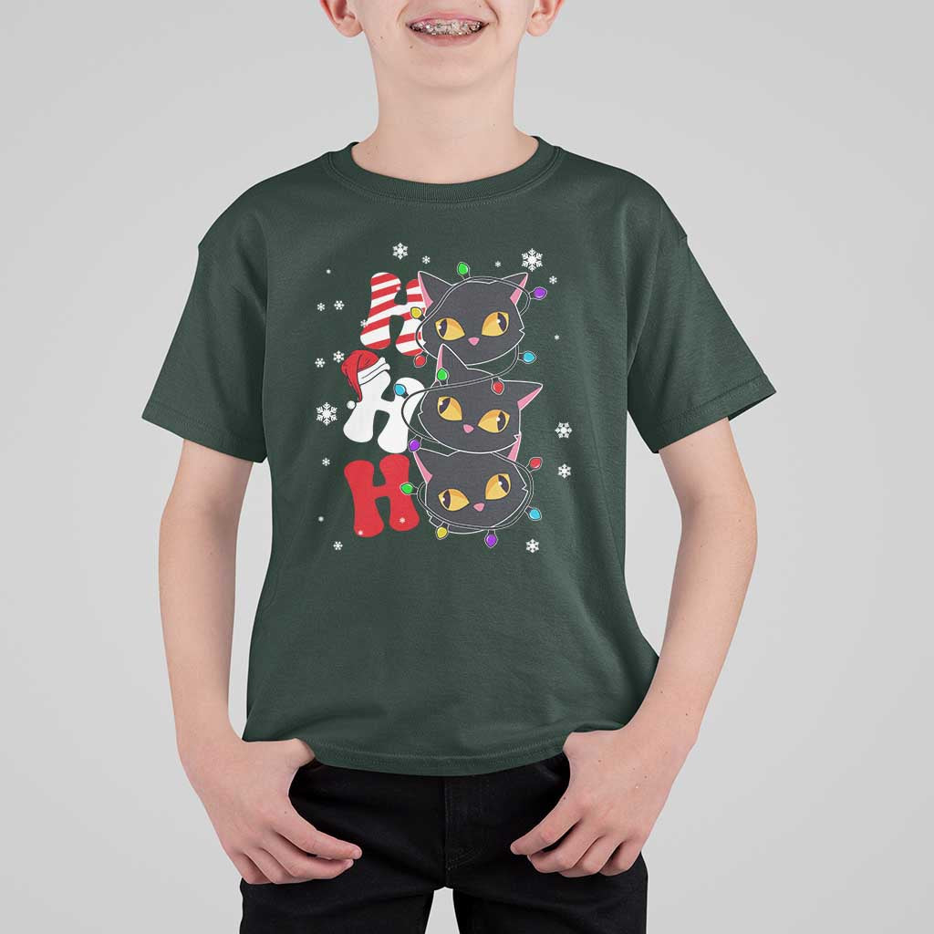 Funny Christmas Black Cat Triple Ho T Shirt For Kid - Wonder Print Shop