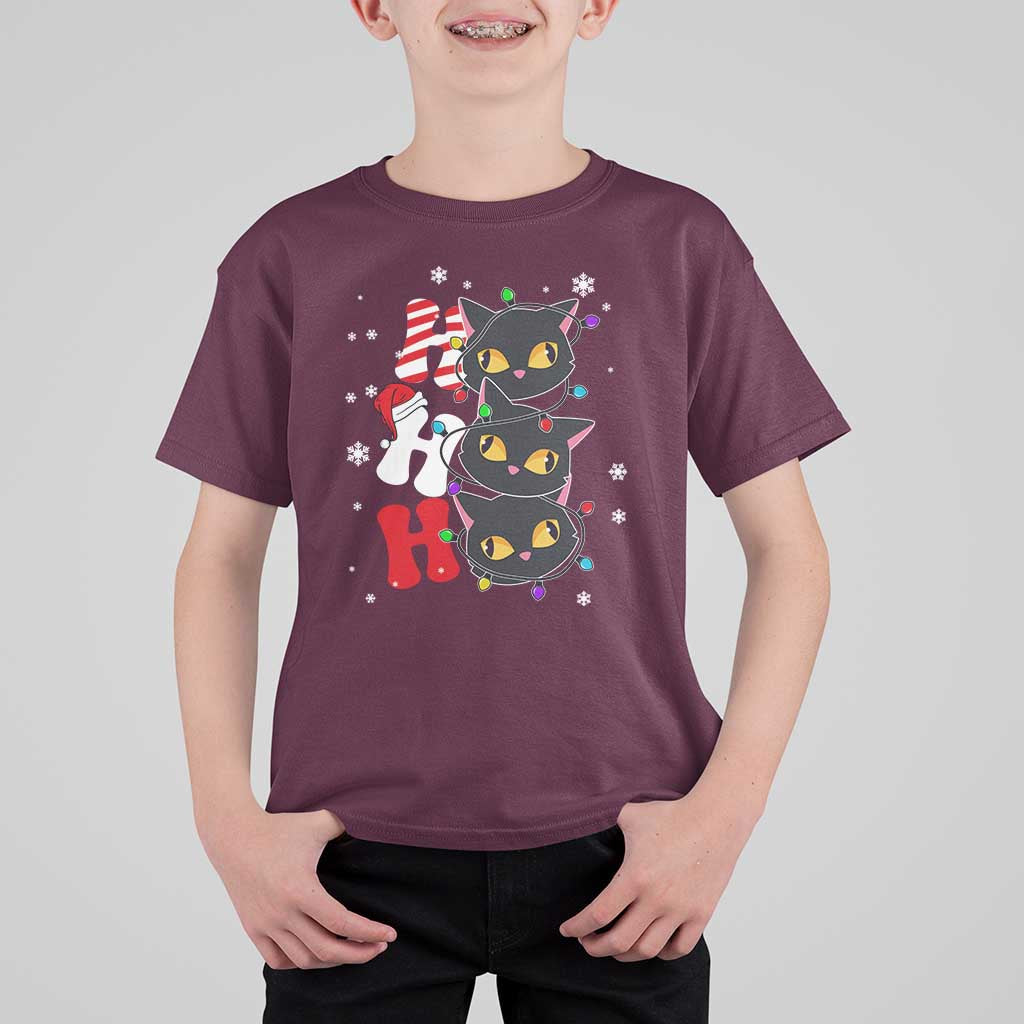 Funny Christmas Black Cat Triple Ho T Shirt For Kid - Wonder Print Shop