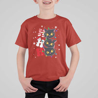 Funny Christmas Black Cat Triple Ho T Shirt For Kid - Wonder Print Shop