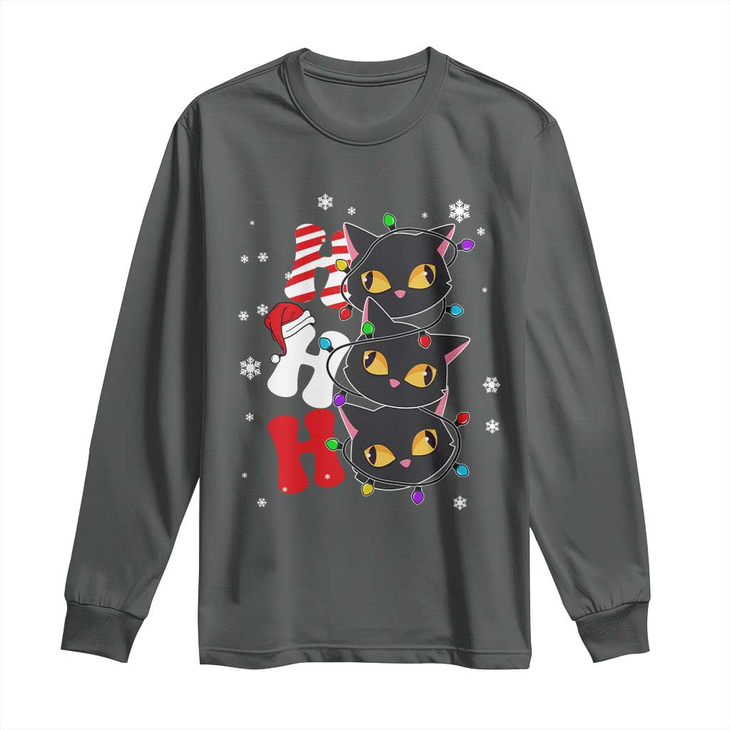 Funny Christmas Black Cat Triple Ho Long Sleeve Shirt