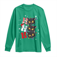 Funny Christmas Black Cat Triple Ho Long Sleeve Shirt
