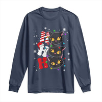 Funny Christmas Black Cat Triple Ho Long Sleeve Shirt