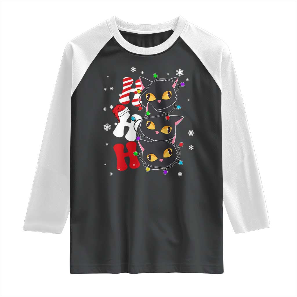 Funny Christmas Black Cat Triple Ho Raglan Shirt - Wonder Print Shop