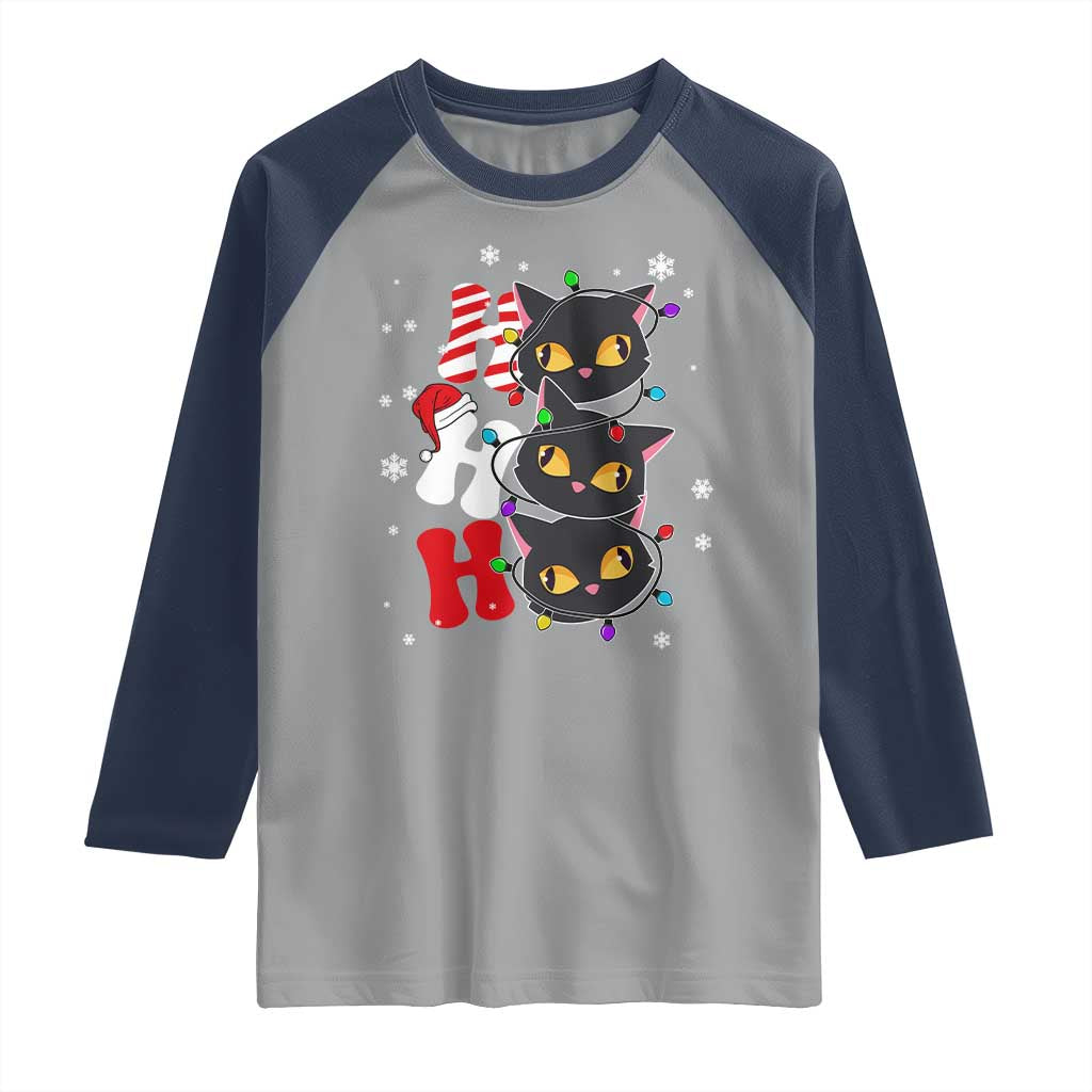Funny Christmas Black Cat Triple Ho Raglan Shirt - Wonder Print Shop