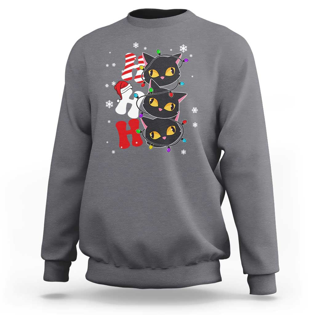 Funny Christmas Black Cat Triple Ho Sweatshirt - Wonder Print Shop