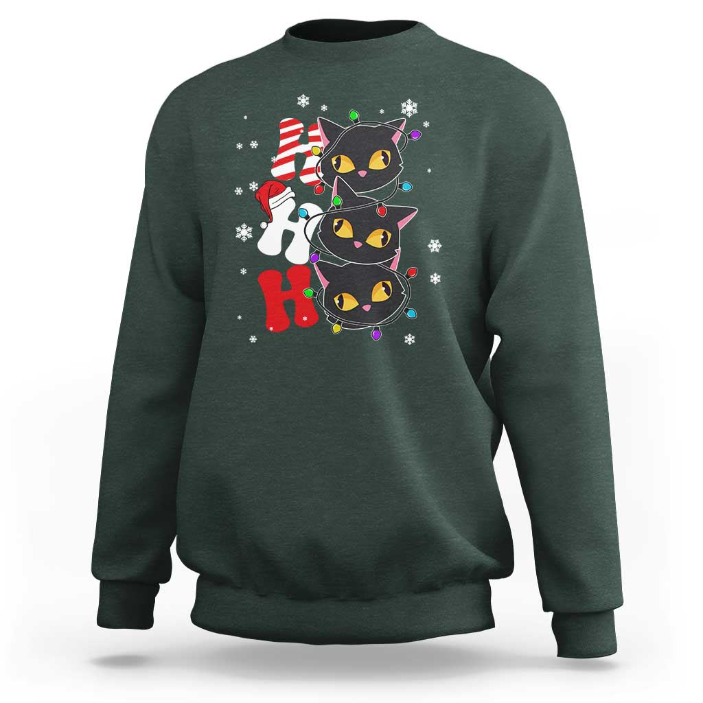 Funny Christmas Black Cat Triple Ho Sweatshirt - Wonder Print Shop
