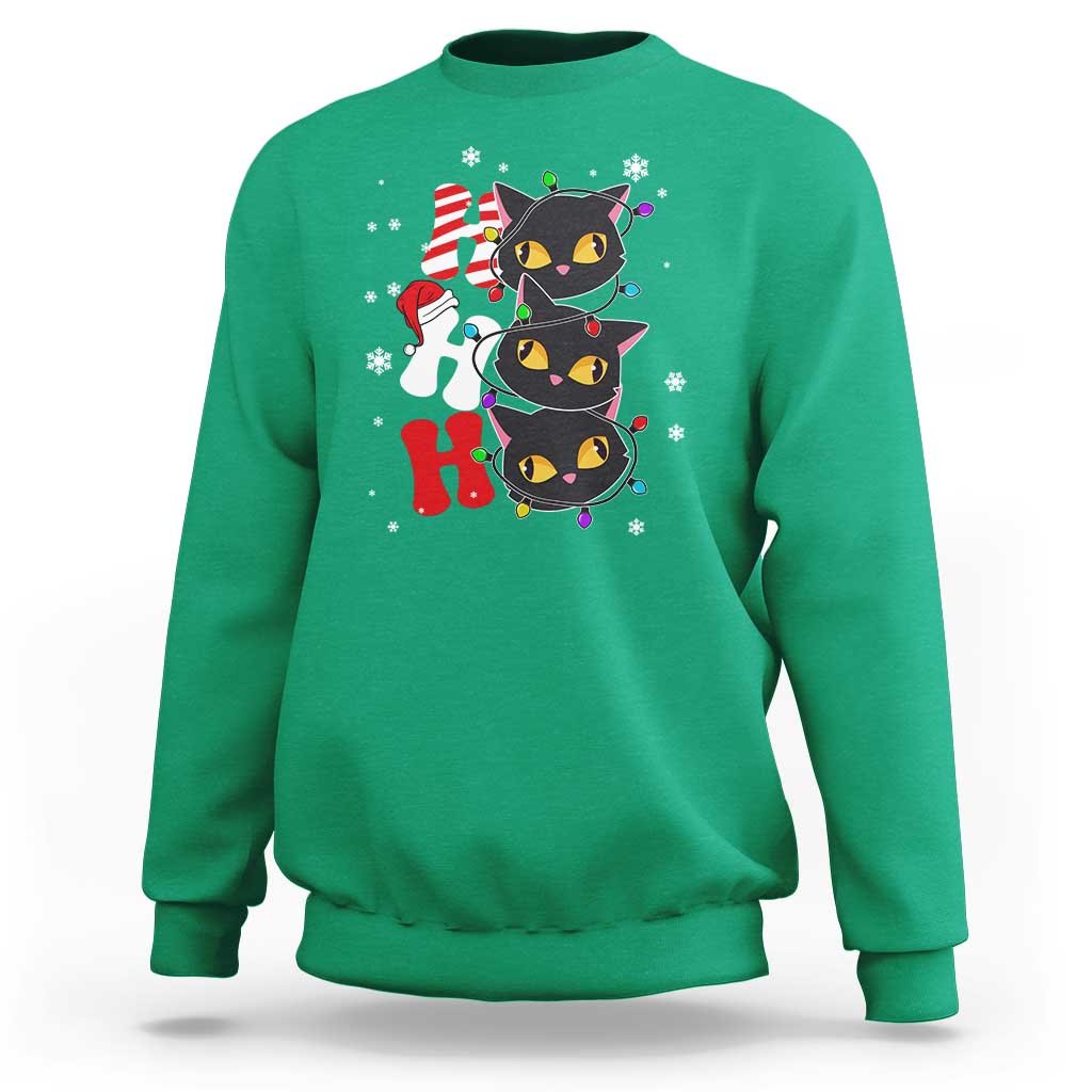 Funny Christmas Black Cat Triple Ho Sweatshirt - Wonder Print Shop