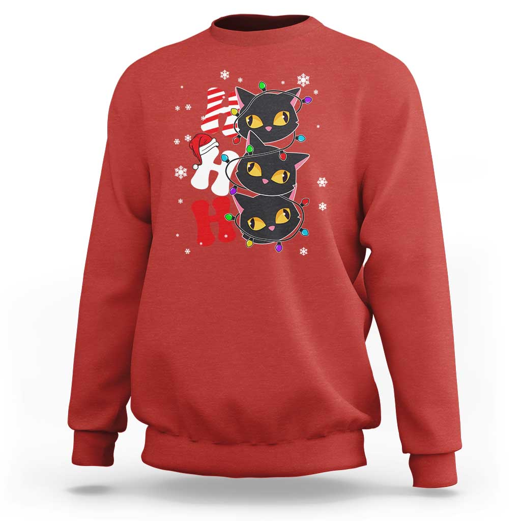 Funny Christmas Black Cat Triple Ho Sweatshirt - Wonder Print Shop