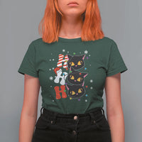 Funny Christmas Black Cat Triple Ho T Shirt For Women - Wonder Print Shop