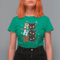 Funny Christmas Black Cat Triple Ho T Shirt For Women - Wonder Print Shop