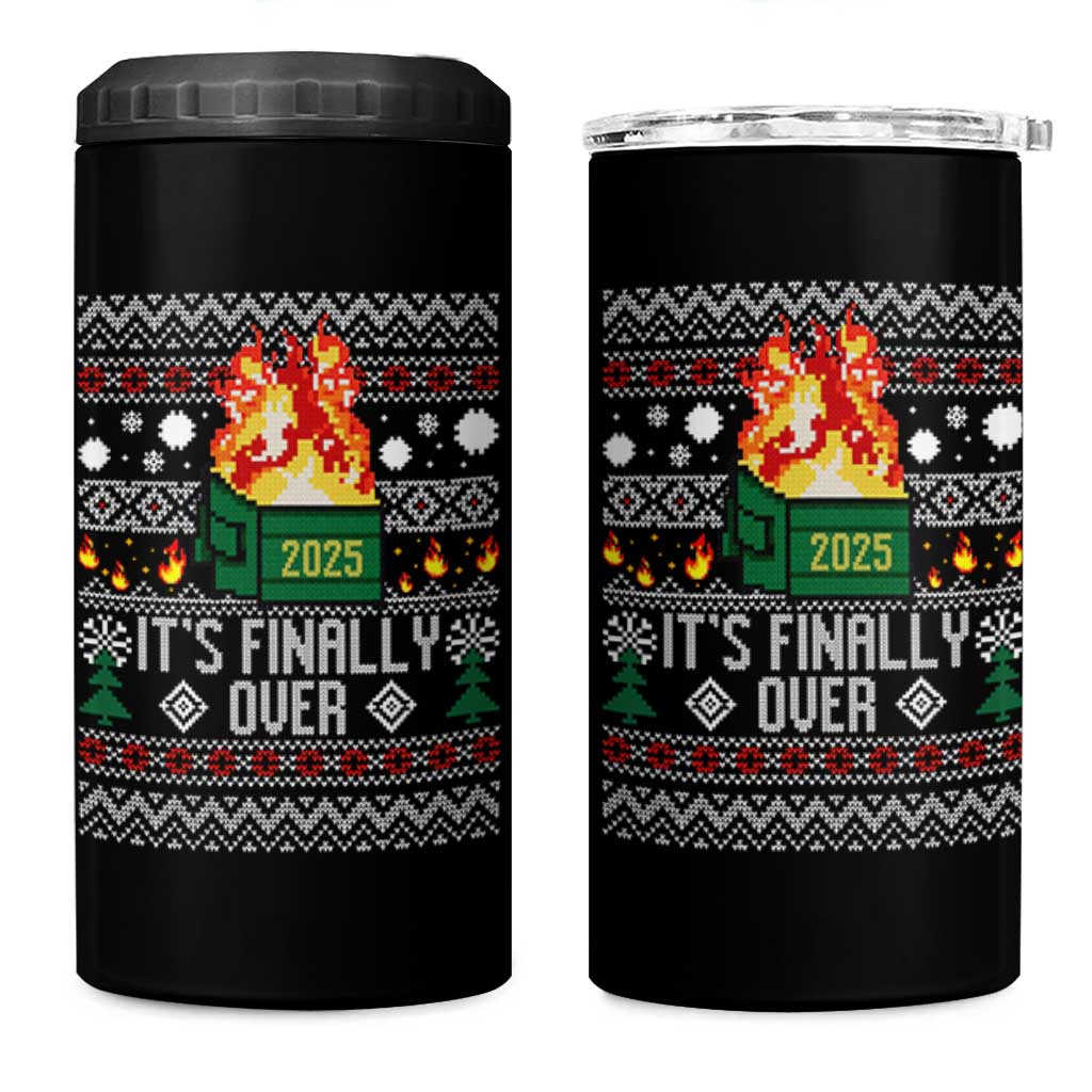 Funny Christmas Lil Dumpster Fire 4 in 1 Can Cooler Tumbler It Is Finally Over 2025 - Wonder Print Shop
