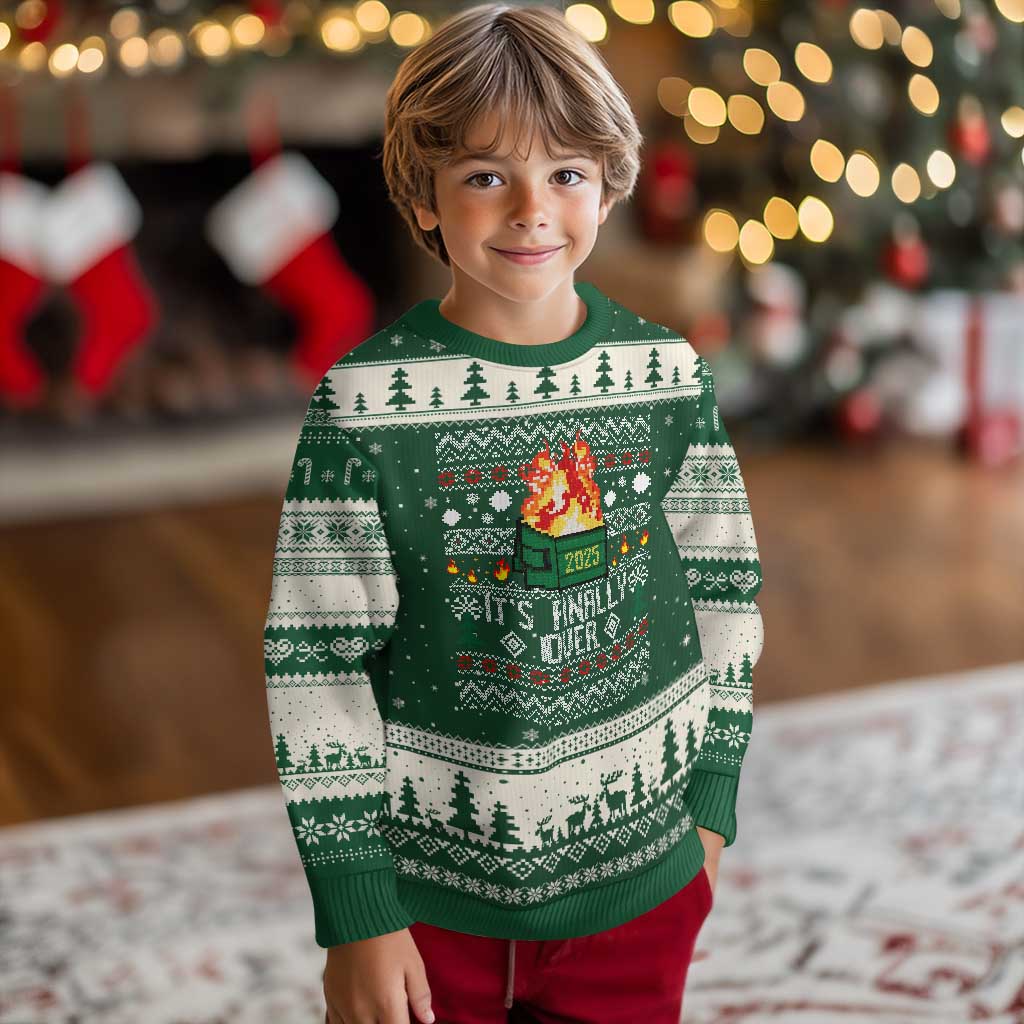 Funny Christmas Lil Dumpster Fire Ugly Christmas Sweater It Is Finally Over 2025 - Wonder Print Shop